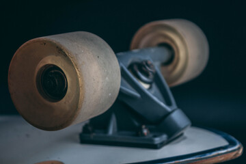 longboard close up, active sport, big wheels