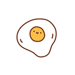 Cute fried egg isolated on white background. Vector hand-drawn illustration in kawaii doodle style. Perfect for various designs, cards, decorations, logo, menu, recipes.