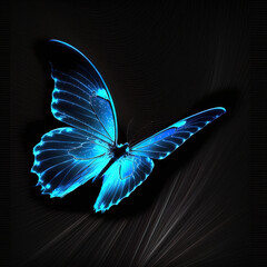beautiful blue butterfly on black background (AI generated - FREE copyright)