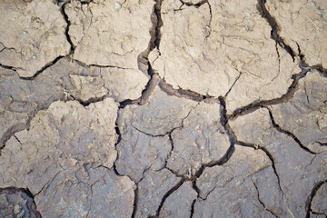 The soil cracked due to dryness. Creative cracks in the ground. Illustration of the apocalypse.