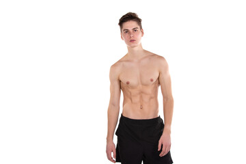 Fototapeta premium Young attractive guy posing in the studio. 