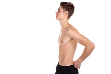 Fototapeta premium Young attractive guy posing in the studio. 