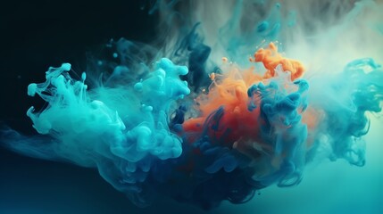 Fototapeta na wymiar Abstract 3d Blue Color Splash Background. High Detail Burst of Vibrant Paint. 3D Amorphous Multi Color Cloud. Colorful Liquid Smoke.