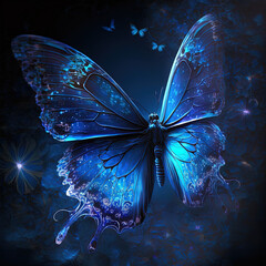 butterfly on blue background (AI generated - FREE copyright)
