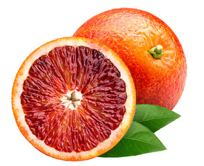 red blood orange, isolated on white background, full depth of field