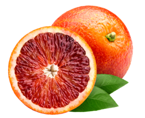 red blood orange, isolated on white background, full depth of field