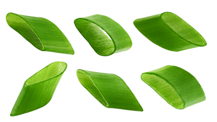 chopped Green Onion isolated on white background, full depth of field