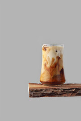 ice coffee with cream on a light background