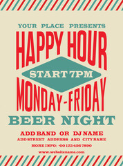 happy hour beer party poster flyer social media post design
