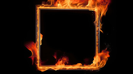 Blank frame made of fire, Generative AI