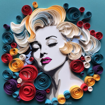 paper quilling Marilyn Monroe, Generative AI