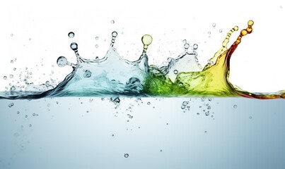  a green and yellow liquid splashing out of the water.  generative ai