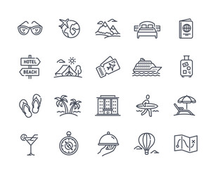 Travel simple icons set