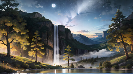 Stunning Nighttime Landscapes: Capturing the Beauty of Nature, Fantasy, and Abstract Art in Ultra-Detailed Quality