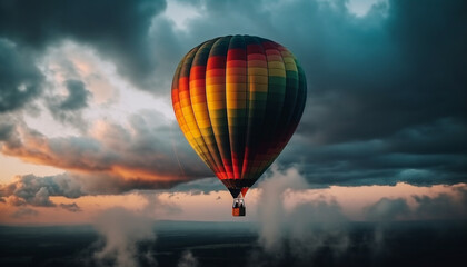 Colorful balloon soars high in the sky generated by AI