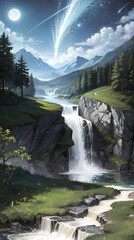 Stunning Nighttime Landscapes: Capturing the Beauty of Nature, Fantasy, and Abstract Art in Ultra-Detailed Quality