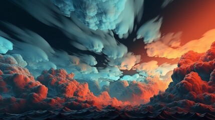 Fototapeta na wymiar Abstract 3d Colorful Clouds Background. High Detail. 3D Amorphous Multi Color Cloud. 