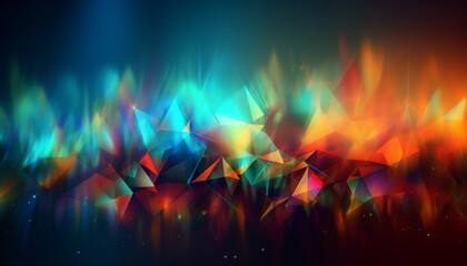 Bright geometric shapes exploding in vibrant colors generated by AI