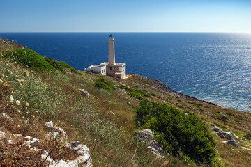 Fototapeta na wymiar Il Faro di Capo d'Otranto o punta Palascia a Lecce in Puglia