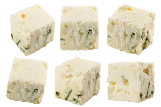 blue cheese, isolated on white background, full depth of field