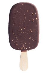 ice cream covered with chocolate, isolated on white background