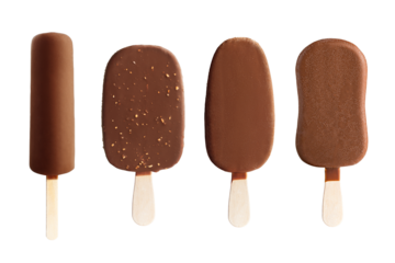 ice cream covered with chocolate, isolated on white background
