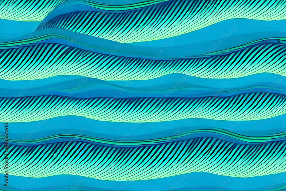 Aufkleber pattern with ocean waves, this pattern features a repeating design of ocean waves in shades of blue 