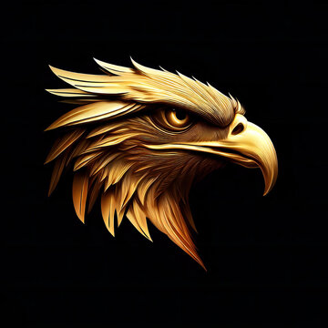 Goldener Adler. Logo mit schwarzem Hintergrund.