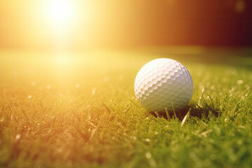 Golf ball on the grass, Generative AI