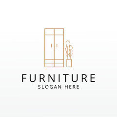 Furniture logo, interior minimalist room logo design vector template