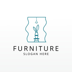 Furniture logo, interior minimalist room logo design vector template