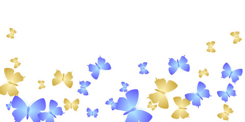 Fototapeta na wymiar Magic bright butterflies isolated vector illustration. Summer colorful moths. Decorative butterflies isolated kids background. Gentle wings insects graphic design. Nature creatures.