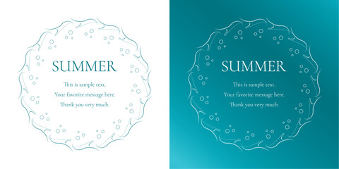 素材_フレームのセット_太陽と海と空をモチーフにした夏の飾り枠。高級感のある囲みのデザイン