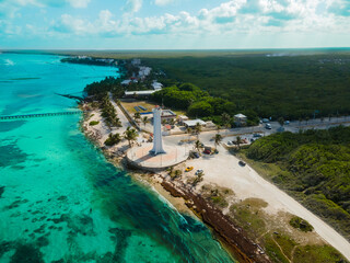 Lighthouse at Mahahual, Quintana Roo, Mexico