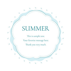 素材_フレーム_太陽と海と空をモチーフにした夏の飾り枠。高級感のある囲みのデザイン