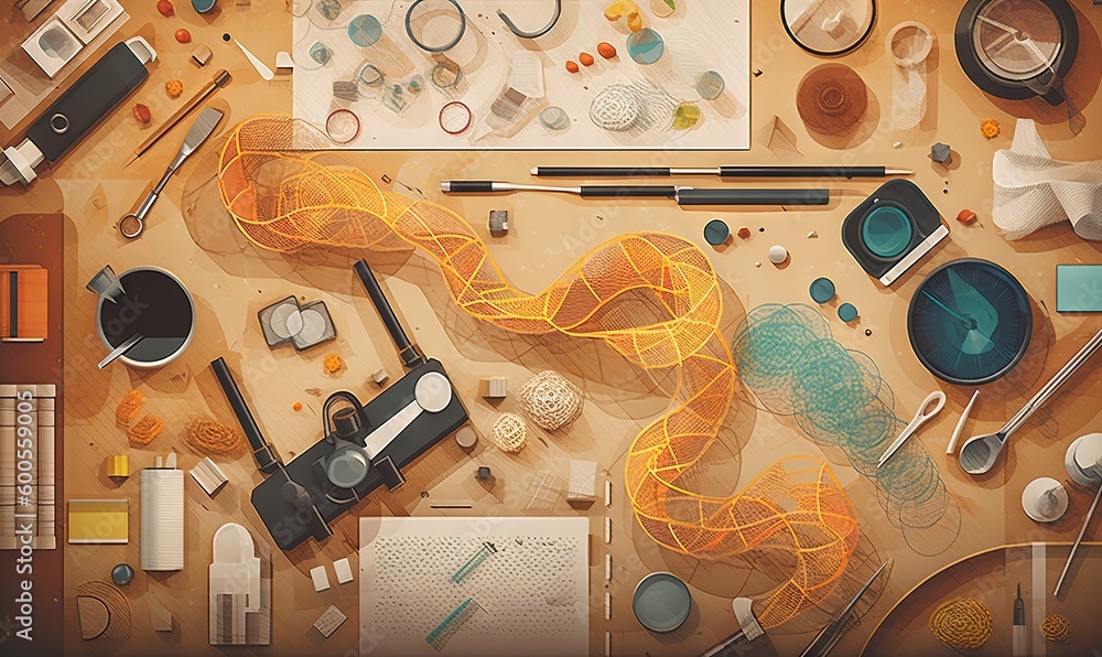 Poster a table with a lot of different items on top of it. generative ai