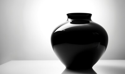  a black vase sitting on top of a white counter top.  generative ai - obrazy, fototapety, plakaty