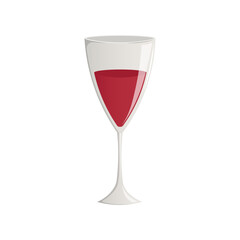 Сlear glass of red wine. Exquisite alcoholic drink in glass flute. Vector illustration isolated on white background.