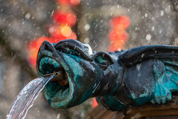 This is an image of gargoyle water fountain in Manchester City Centre, UK.