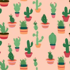 Cactus plants pattern background