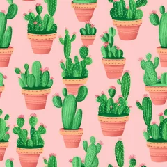 Fototapete Kaktus im Topf Cactus plants pattern background