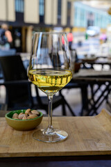 Drinking of cold spanish rueda verdejo white wine