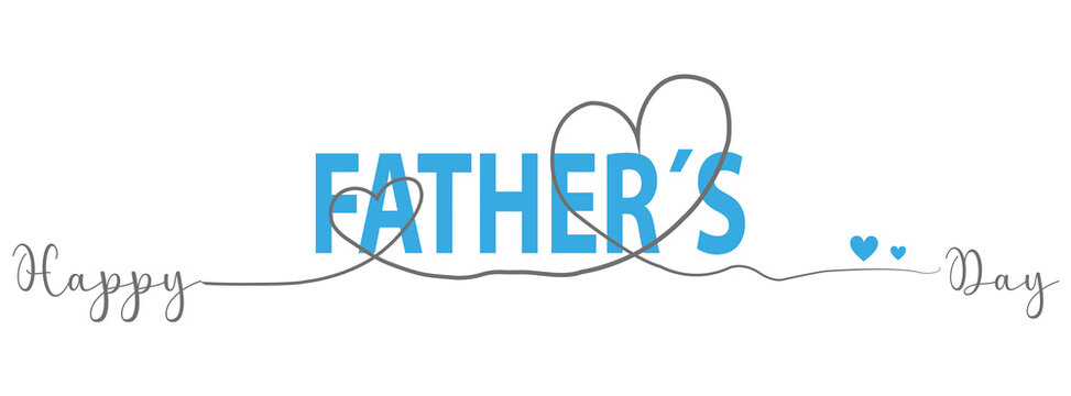 Feliz dia del padre banner de tipografía con caligrafía de pincel y corazones sobre un fondo blanco liso y aislado. Vista de frente y de cerca. Copy space