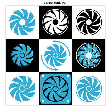 9 Nine Blade Summer Electric Fan Icon