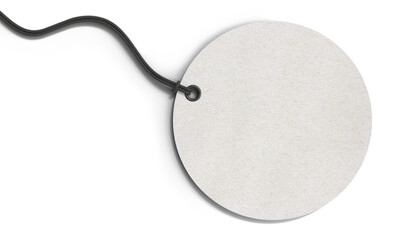 Blank white round hang tag isolated on transparent background