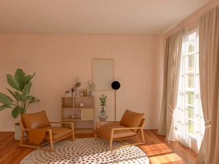 Living room interior 3d rendering, 3d illustration