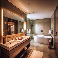 Luxury bathroom, appartment, hotel room, generative ai