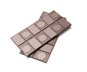 Black chocolate isolated on white background top view.