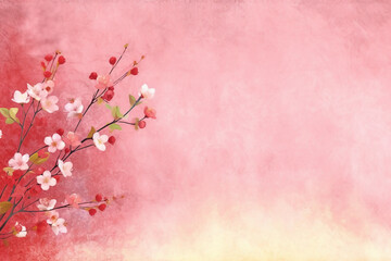 Fototapeta na wymiar light pink background paper texture tiny petal flower painting in watercolor style. AI generative