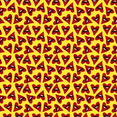 Valentines Day pattern with ugly devil hearts
